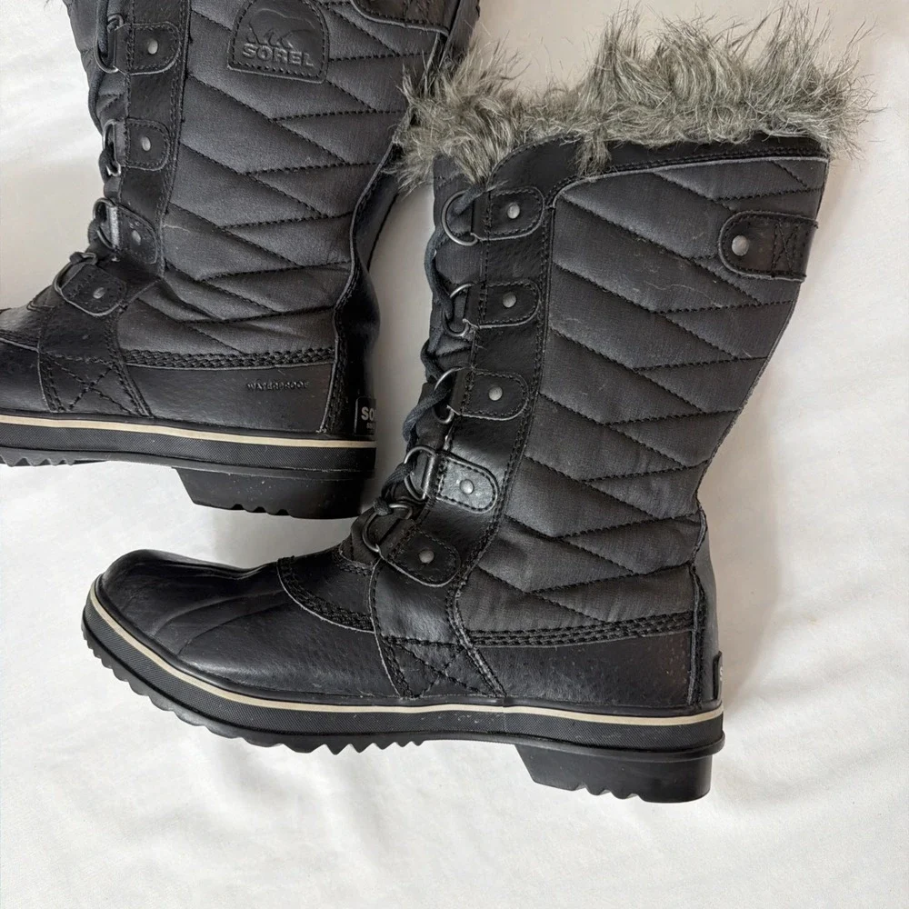 Sorel Women's TOFINO II Waterproof Boots Black US‎ Size 8 Fluffy Clean Shoes Fit